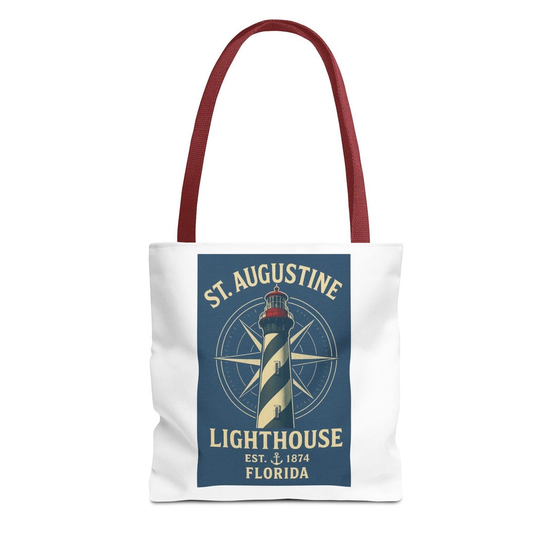 St. Augustine Lighthouse vintage compass design on a canvas tote from SunSpun Creations