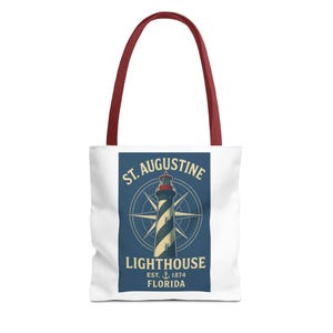 Vintage St. Augustine Lighthouse Tote Bag: Coastal Nautical Design image 1