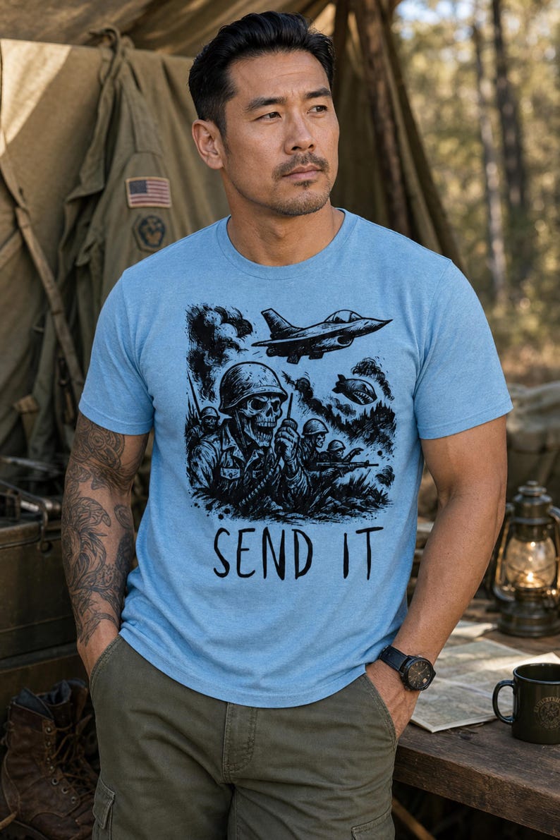 Camiseta Skull Soldier Send It, Camiseta táctica militar imagen 13