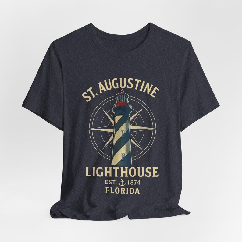 St. Augustine Lighthouse T-Shirt: Vintage Nautical Compass Florida Coastal image 8