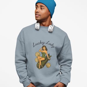 Vintage Pin Up Sweatshirt, WWII Nose Art Crewneck, Rockabilly Bombshell Aviation Top image 3
