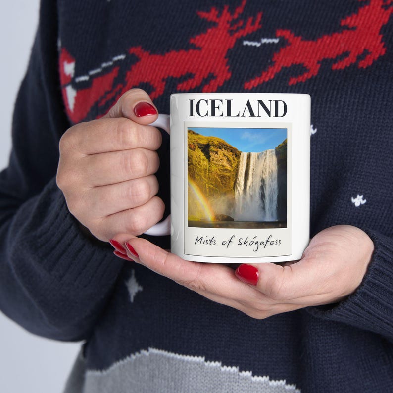 Skógafoss Island Kaffemugg: Regnbågsvattenfall Resesouvenir bild 5