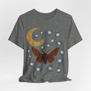 Moth Shirt | Gothic Starry Night | Van Gogh Inspired Insect Moon image 4