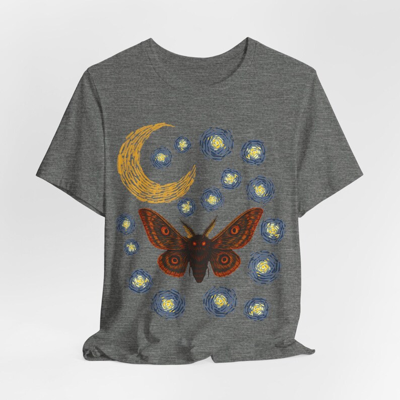 Moth Shirt | Gothic Starry Night | Van Gogh Inspired Insect Moon image 4