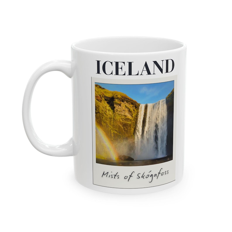 Skógafoss Island Kaffemugg: Regnbågsvattenfall Resesouvenir bild 2