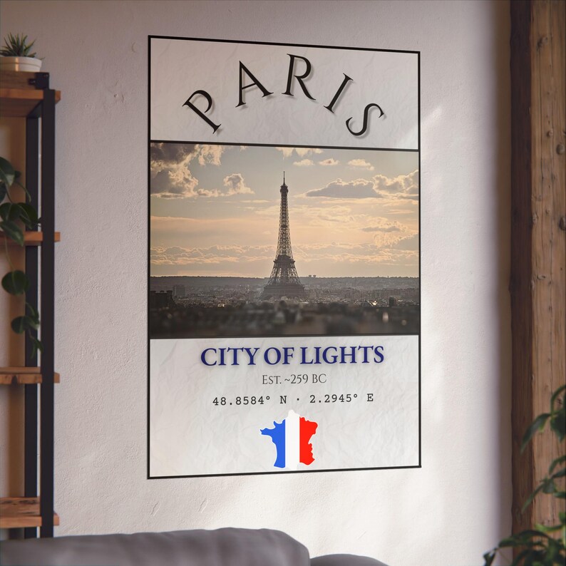 Paris Travel Poster: City of Lights Eiffel Tower Vintage France Wall Art image 5