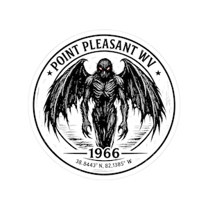 Pegatina de Mothman, calcomanía de críptido de Point Pleasant, insignia vintage de 1966 imagen 1
