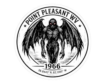 Naklejka Mothman, naklejka z kryptydą Point Pleasant, odznaka vintage z 1966 r.