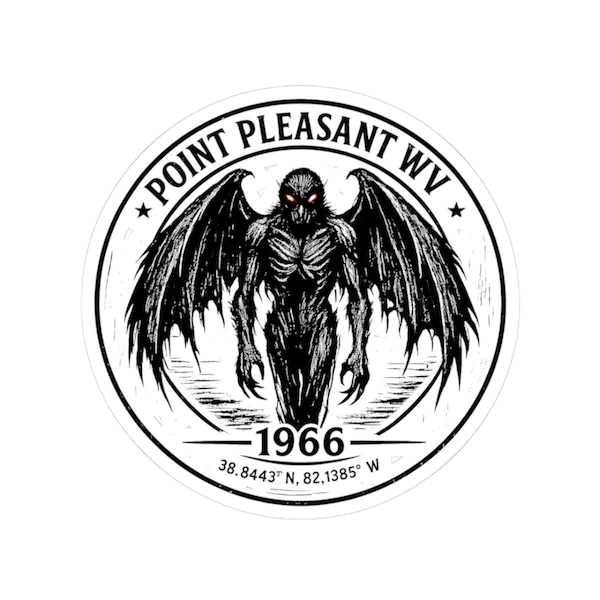Mothman Sticker, Point Pleasant Cryptid Decal, Vintage 1966 Badge