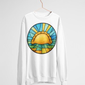 Pierogi Stained Glass Sweatshirt | Pittsburgh Polish Food Art Crewneck image 14