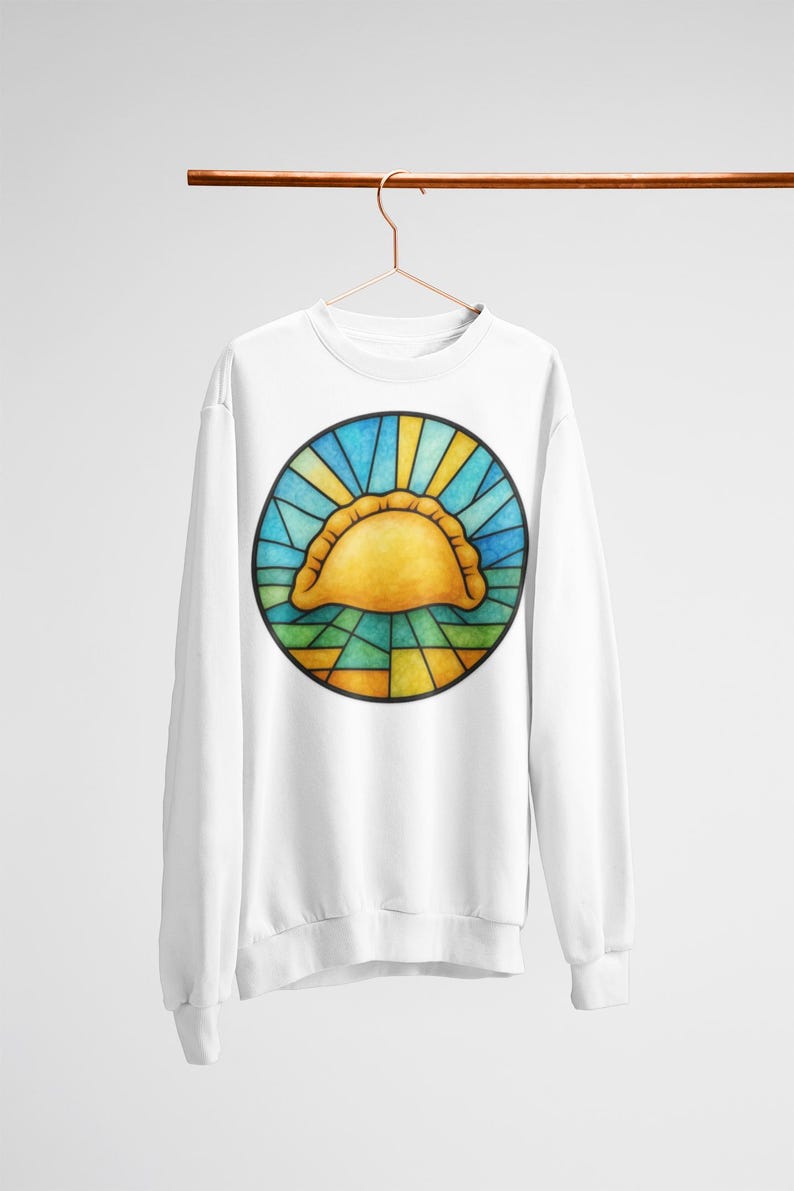 Pierogi Stained Glass Sweatshirt | Pittsburgh Polish Food Art Crewneck image 14