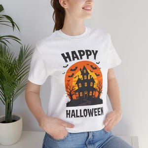 Haunted House Halloween Shirt, Retro Gothic Bats Tee, Spooky Season image 1