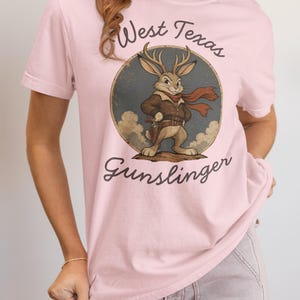 Jackalope Cowboy T-Shirt, West Texas Gunslinger Cryptid Tee image 4