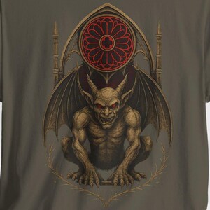 Gothic Gargoyle T-Shirt, Cathedral Guardian, Halloween Tee image 7
