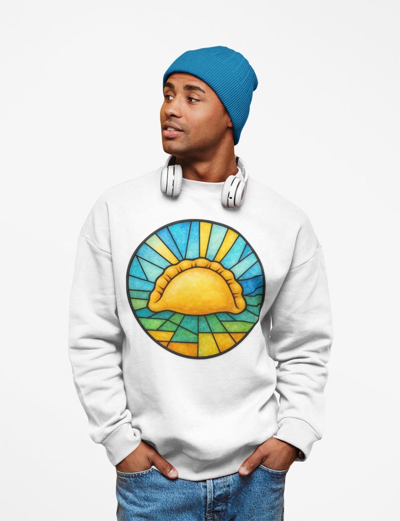 Pierogi Stained Glass Sweatshirt | Pittsburgh Polish Food Art Crewneck image 13