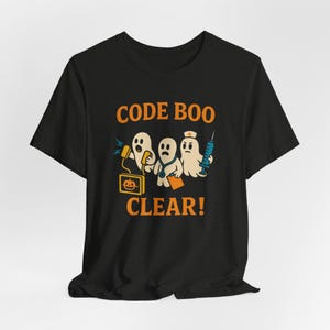 Camiseta de enfermeira para o Halloween, camiseta engraçada com código de médico "Boo!", temporada assustadora. imagem 5