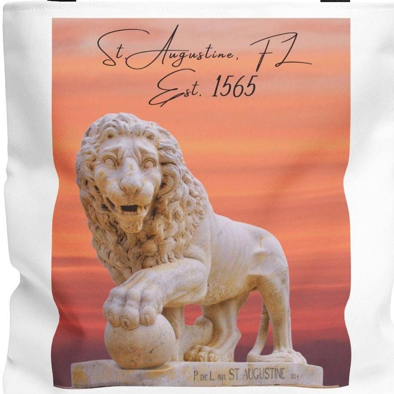 St. Augustine Florida Canvas Tote Bag: Bridge of Lions Sunset Souvenir image 1