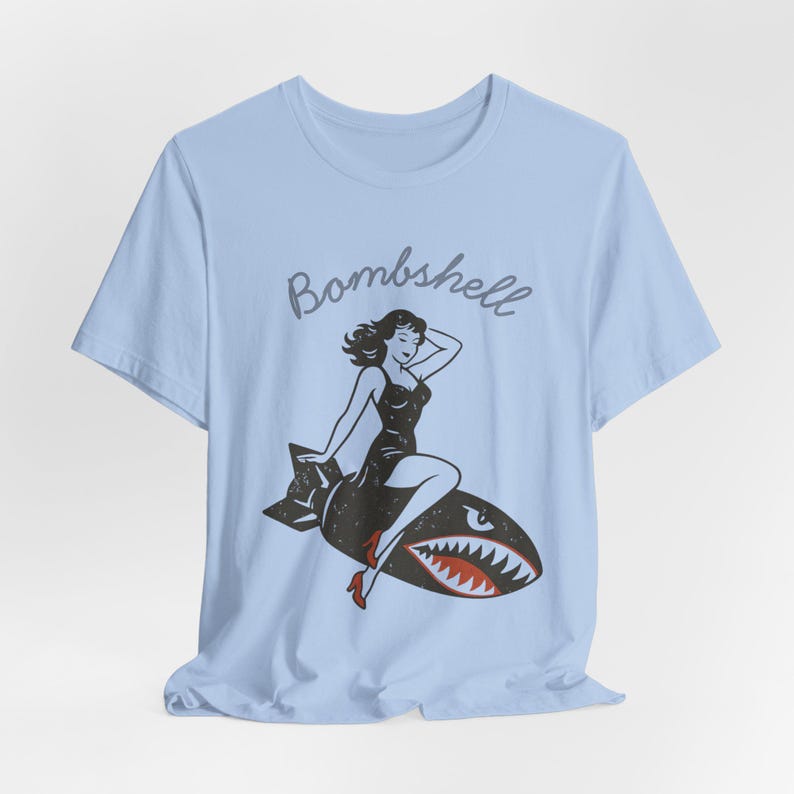 WWII Bomber Pin-Up Girl T-Shirt: Vintage Aviation Art image 8