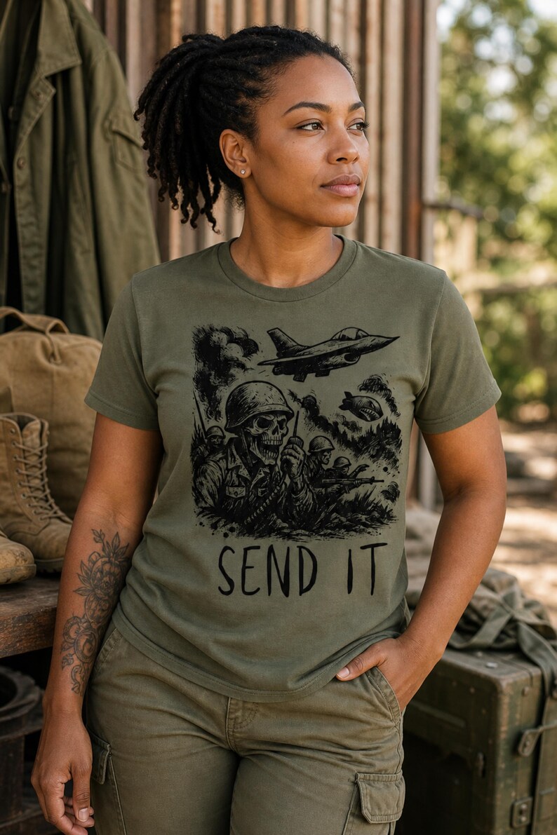 Camiseta Skull Soldier Send It, Camiseta táctica militar imagen 9