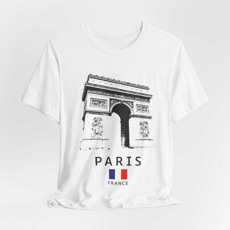 Camiseta estampada del Arco del Triunfo de París: Camiseta unisex de recuerdo francés imagen 3