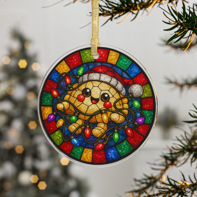 Tangled Lights Pierogi Acrylic Ornament, Stained Glass Style, Polish Christmas Decor image 8