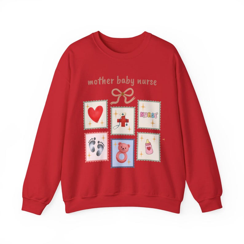 Sweatshirt für Mutter und Kind (Krankenschwester), Vintage-Briefmarkenmotiv Bild 15