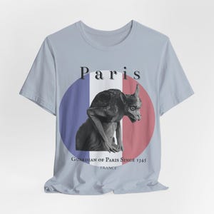 Gothic Gargoyle Paris T-Shirt | French Flag Travel Tee | Dark Art France Shirt image 5