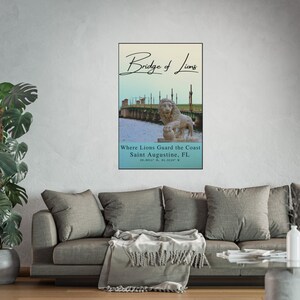Vintage St. Augustine Print: Bridge of Lions, Florida Coastal Art image 3