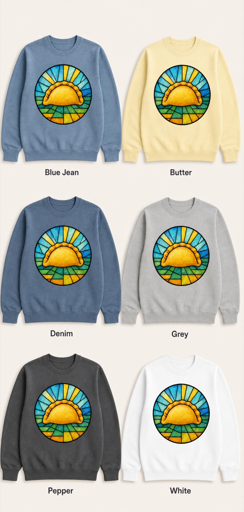 Pierogi Stained Glass Sweatshirt | Pittsburgh Polish Food Art Crewneck image 7