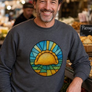 Pierogi Stained Glass Sweatshirt | Pittsburgh Polish Food Art Crewneck image 10