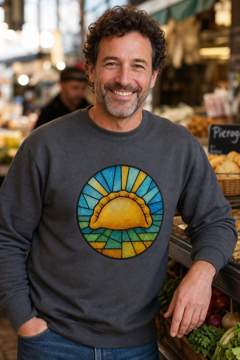 Pierogi Stained Glass Sweatshirt | Pittsburgh Polish Food Art Crewneck image 10