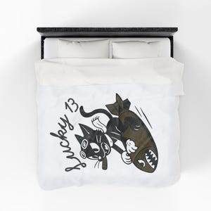 Manta de peluche con forma de gato bombardero de la Segunda Guerra Mundial / Arte de nariz del Lucky 13 imagen 7