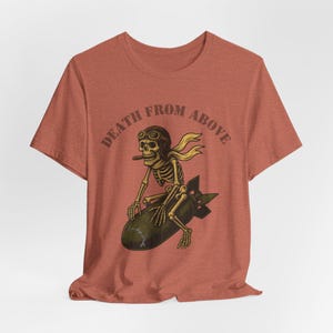 WWII Bomber Nose Art T-Shirt: Lucky Strike Skull Pilot image 4