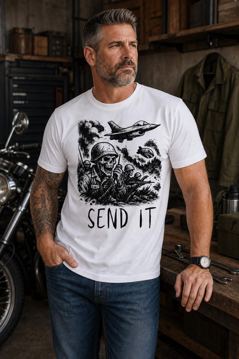 Camiseta Skull Soldier Send It, Camiseta táctica militar imagen 1