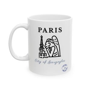 Gothic Gargoyle Eiffel Tower Paris Mug, Dark Academia Ceramic Coffee Cup image 1