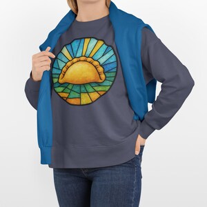 Pierogi Stained Glass Sweatshirt | Pittsburgh Polish Food Art Crewneck image 11