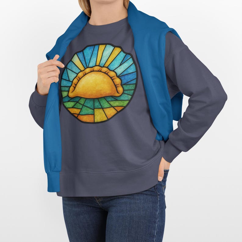 Pierogi Stained Glass Sweatshirt | Pittsburgh Polish Food Art Crewneck image 11