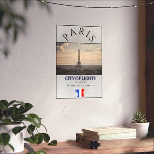 Paris Travel Poster: City of Lights Eiffel Tower Vintage France Wall Art image 4
