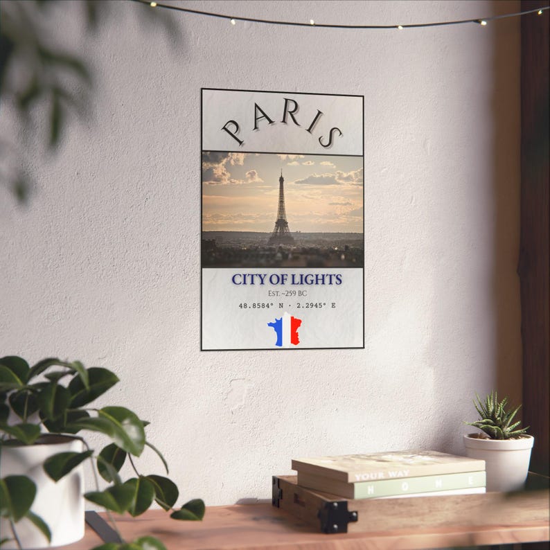 Paris Travel Poster: City of Lights Eiffel Tower Vintage France Wall Art image 4