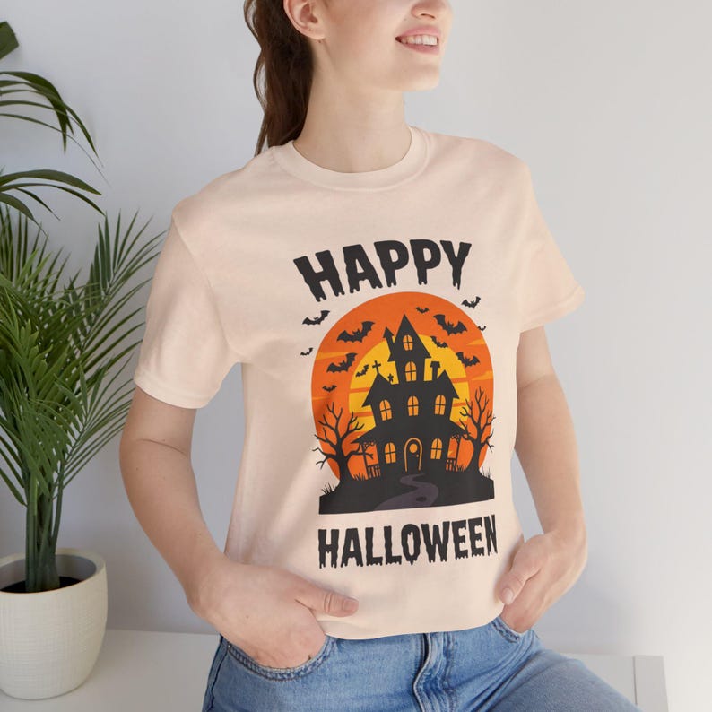 Haunted House Halloween Shirt, Retro Gothic Bats Tee, Spooky Season image 6