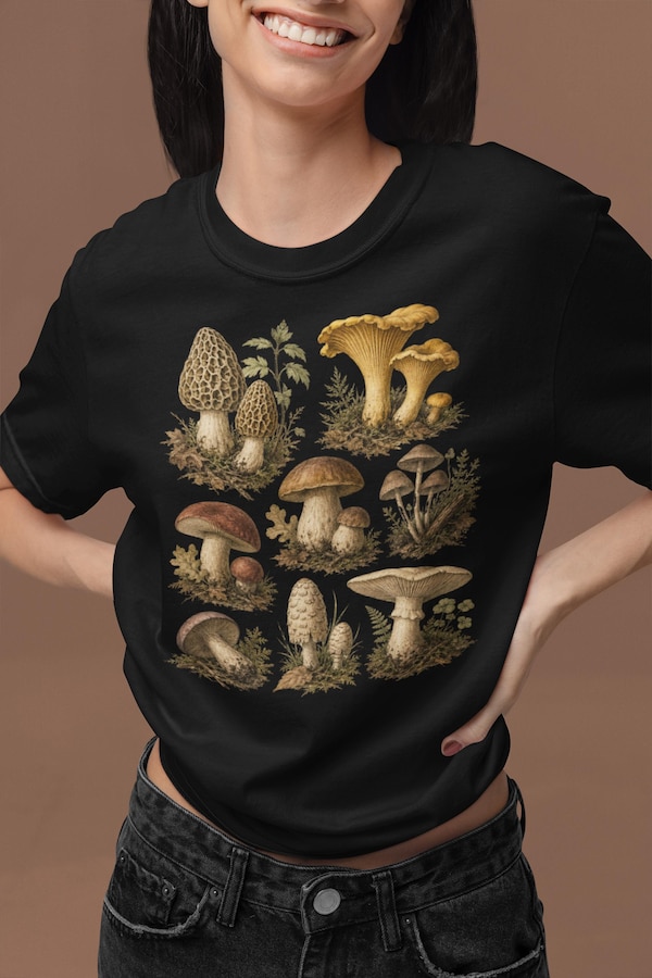 Mushroom Shirt, Vintage Botanical Cottagecore Graphic Tee