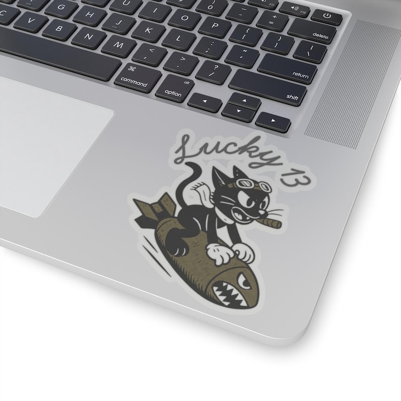 WWII Bomber Nose Art | Vintage Military Aviation Kiss-Cut Sticker - Mirror Image image 11