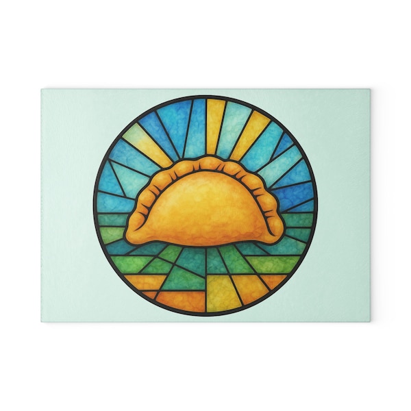 Pierogi Cutting Board, Stained Glass Art Kitchen Decor, Polish Food