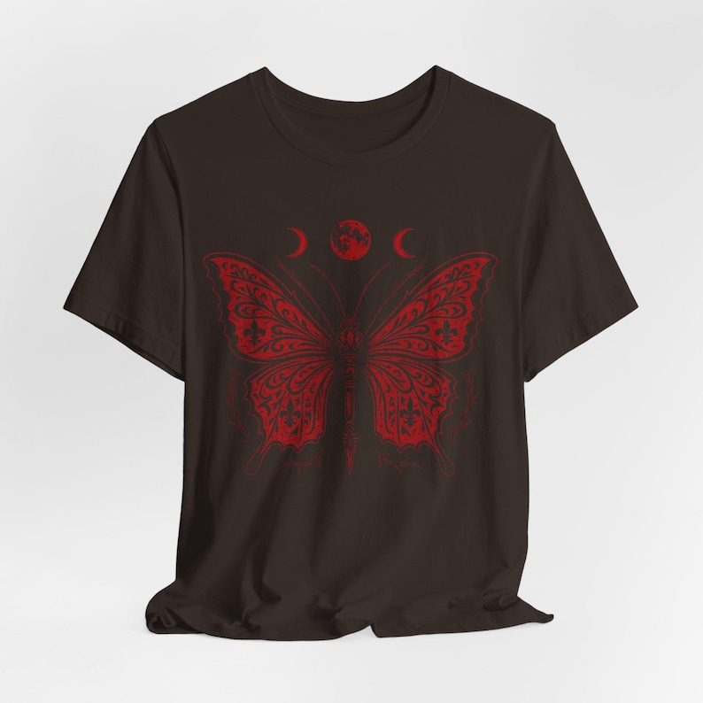 Blood Moon Butterfly Shirt, Gothic Witchy Halloween Occult Phases image 7