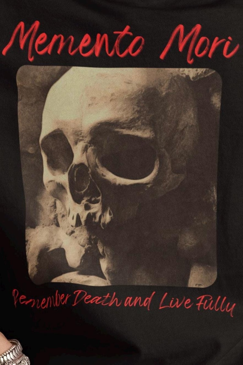 Memento Mori T-Shirt: Stoic Philosophy Gothic Skull Graphic Tee image 3