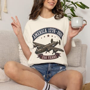 America 250 B-24 Liberator T-Shirt, 1776-2026 WWII Bomber Tee image 6