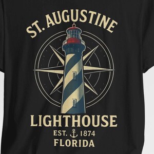 St. Augustine Lighthouse T-Shirt: Vintage Nautical Compass Florida Coastal image 4