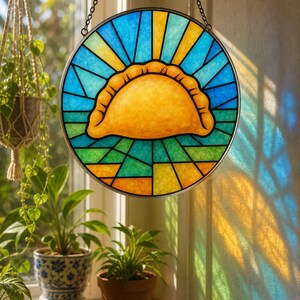 Adorno acrílico de pierogi, estilo vidriera, comida polaca y decoración de Pittsburgh imagen 8