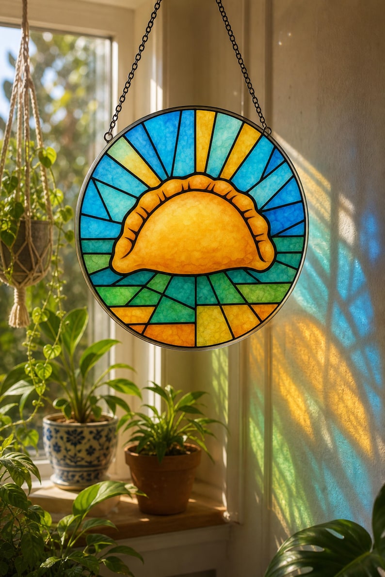 Adorno acrílico de pierogi, estilo vidriera, comida polaca y decoración de Pittsburgh imagen 8