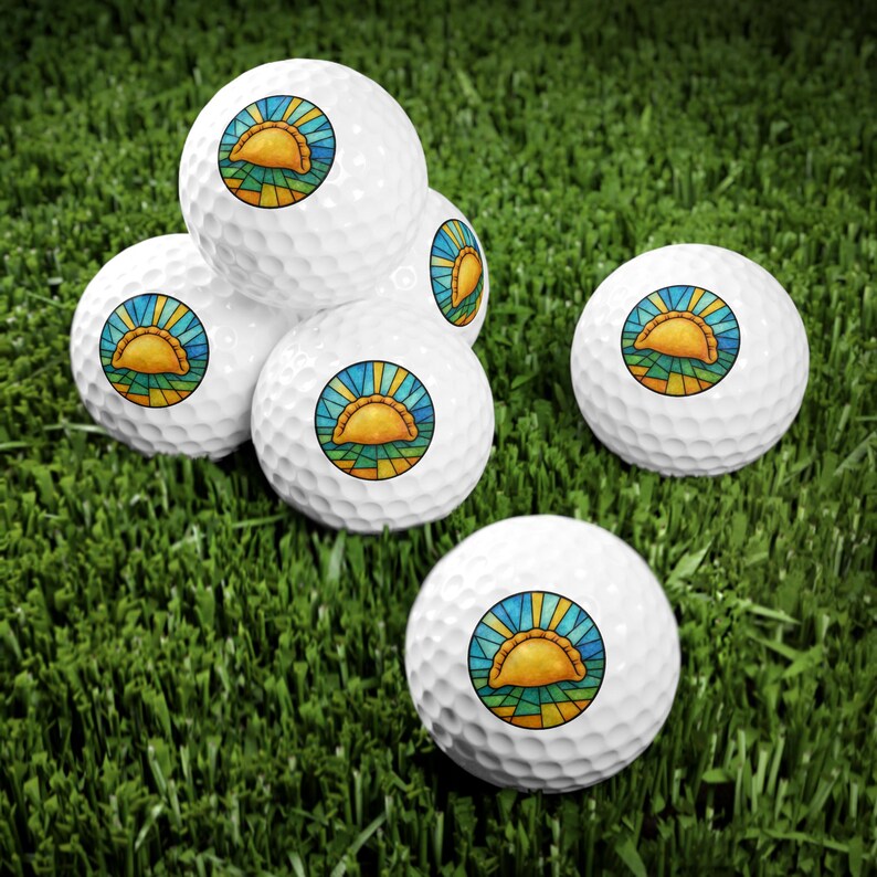 Pierogi Golf Balls Set, Stained Glass Design, Novelty Foodie Golfer image 2